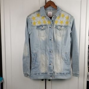 Faded denim Jean jacket embroidery lularoe small